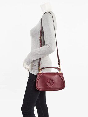 Gucci Dark Red Leather Medium Blondie Top Handle Shoulder Bag